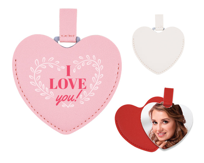 Espejo de acero inoxidable con estuche en forma de corazón minnie a3085 palo de rosa