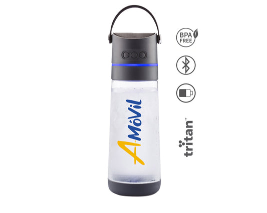 Cilindro de tritán de 650 ml. con función de bocina bluetooth soundtek a2434 gris