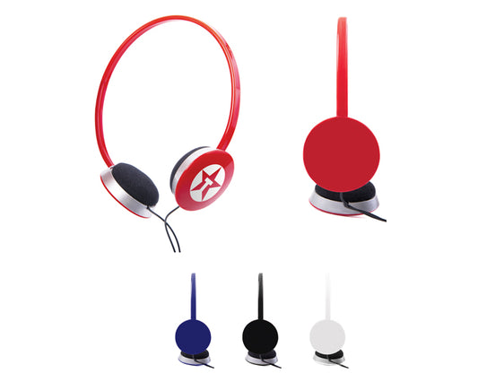 Audífonos de diadema con almohadillas protectoras aura a2559 rojo