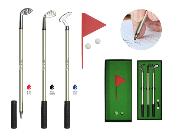 Set de bolígrafos de metal palos de golf a2977 negro