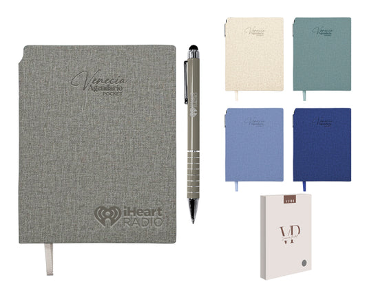 Agendario de bolsillo con bolígrafo venecia pocket a3168 azul claro